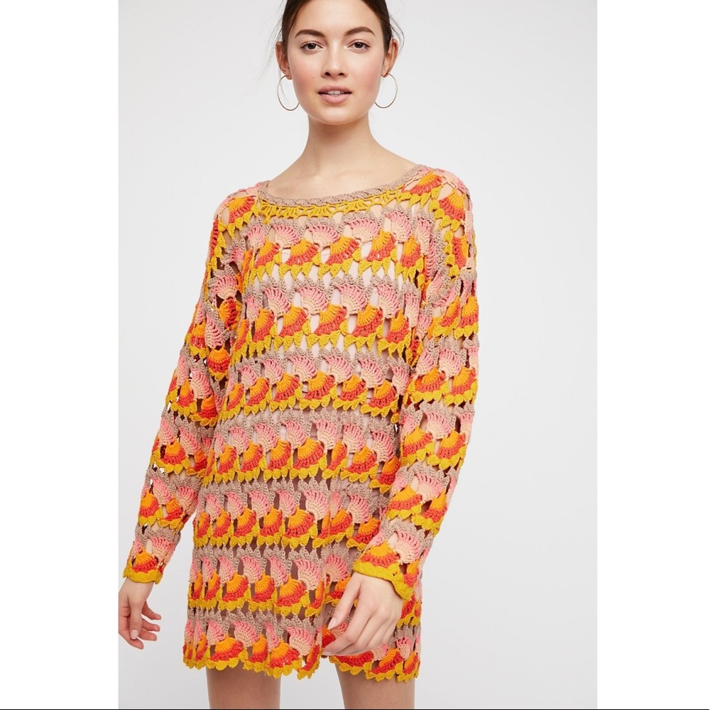 Free People Little Fan Crochet Sweater
